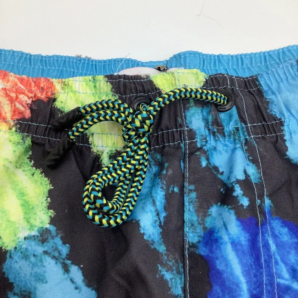 Broken Threads Mens Swim Trunks Black Multi Swirl Size Medium‎ NWT